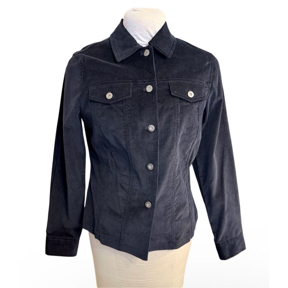NWT Rafaella Black Cotton/Spandex Jacket Sz. 10 Stretch Layering